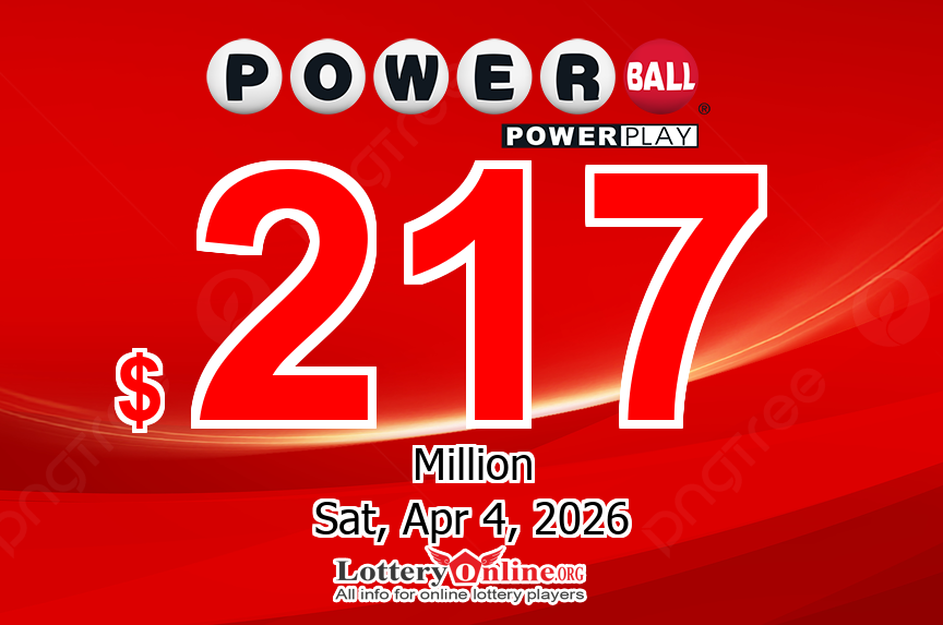 Powerball Jackpot raises to $217 million for the next drawing on Apr. 4, 2026