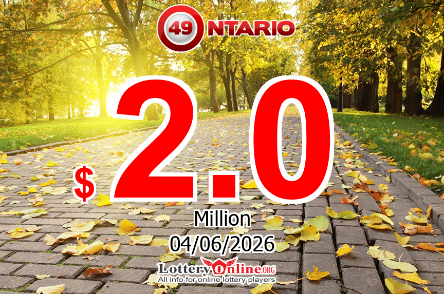 The result of Ontario 49 of Canada on May. 31, 2026; Jackpot is $ 2 Million CAD