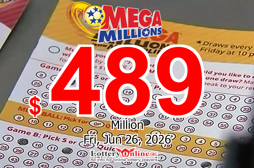 Mega Millions jackpot swells to $489 million for the drawing on Jun. 26, 2026