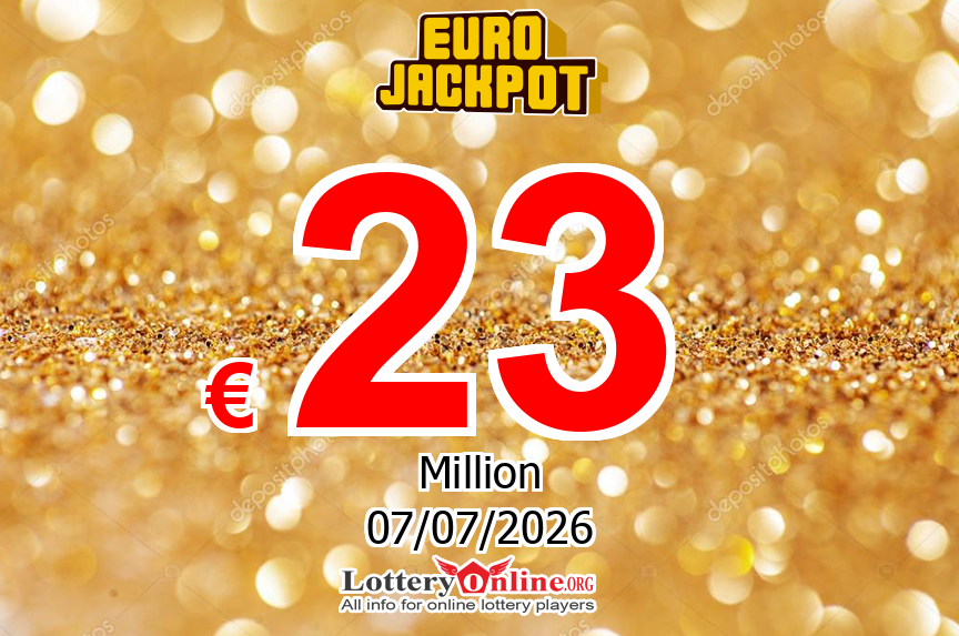 EuroJackpot lottery jackpot at € 23 Million Euro for winning numbers drawing Tuesday, 07/07/26