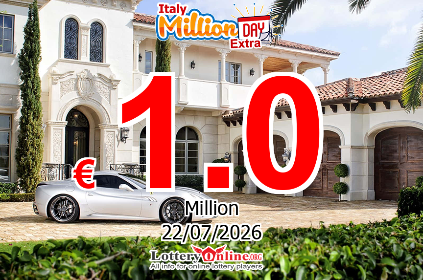 The result of MillionDAY Extra lottery on Jul. 21, 2026 – Jackpot is € 1 Million Euro