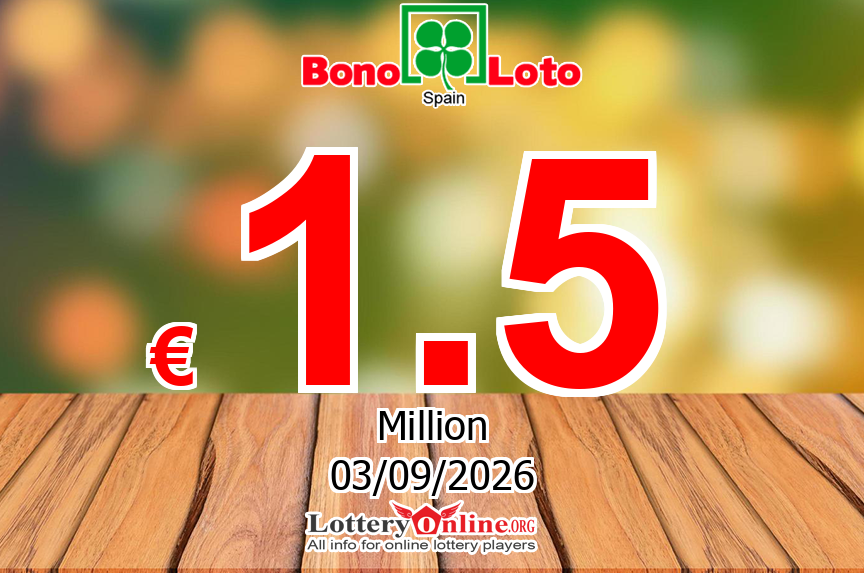 Jackpot BonoLoto stands at € 1.5 Million Euro for Thu, Sep 3, 2026