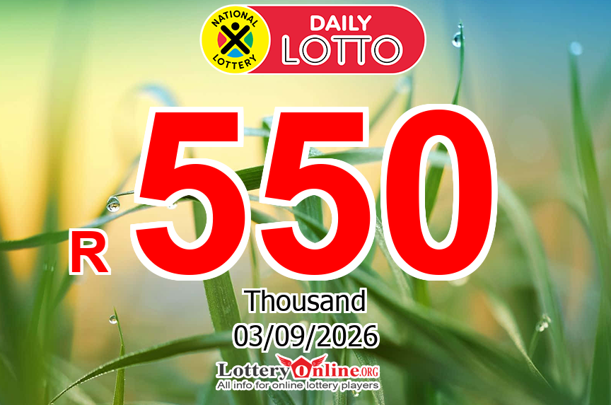 The result of Daily Lotto lottery on Sep. 2, 2026 – Jackpot is R 550 K ZAR