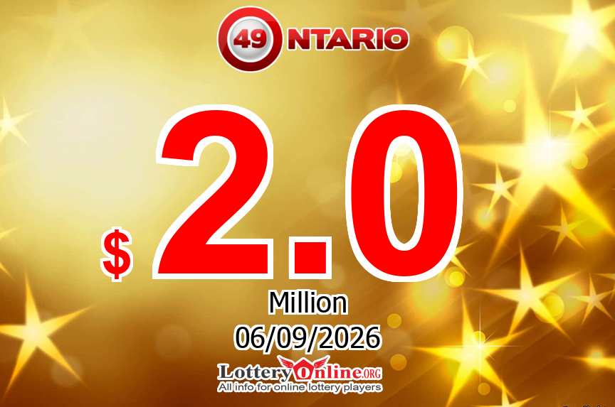 Ontario 49 numbers for Thursday, September 3, 2026 drawing. Lottery jackpot at $ 2 Million CAD
