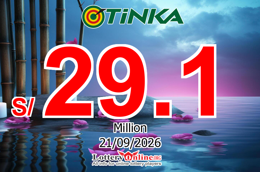 Tinka numbers for Thursday, September 17, 2026 drawing. Lottery jackpot at S/ 29.1 Million PEN