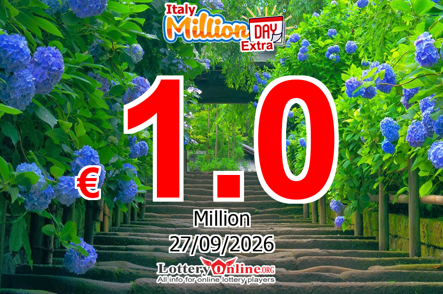 MillionDAY Extra results of Sep. 26, 2026; Jackpot is € 1 Million Euro