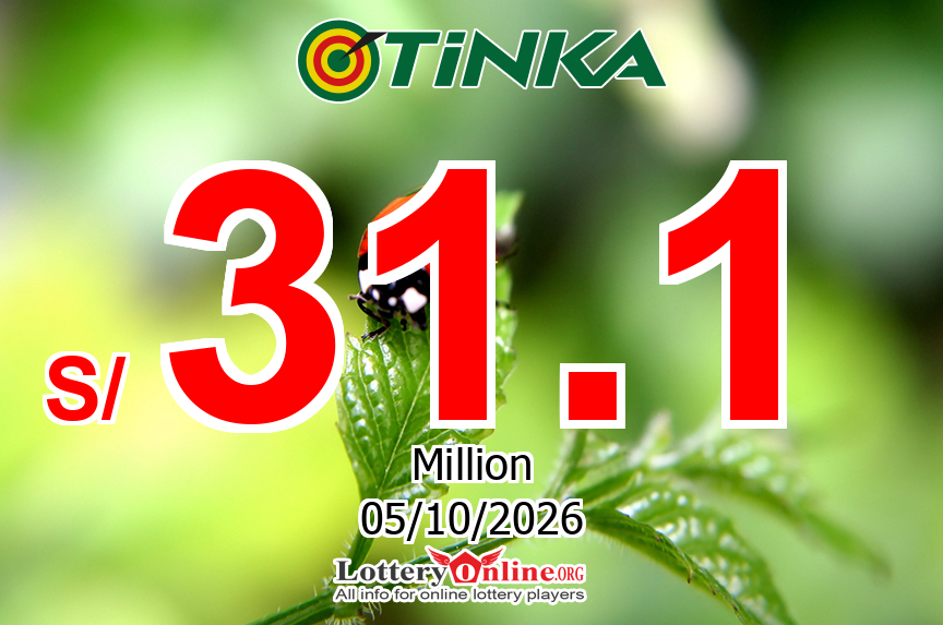 Tinka Jackpot now is S/ 31.1 Million PEN: No winner of jackpot on Oct. 1, 2026