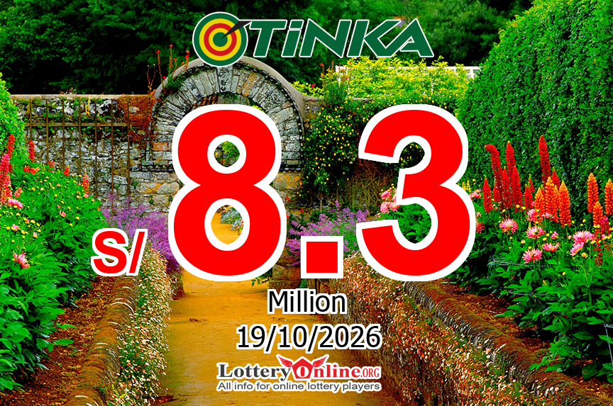Jackpot Tinka stands at S/ 8.3 Million PEN for Mon, Oct 19, 2026