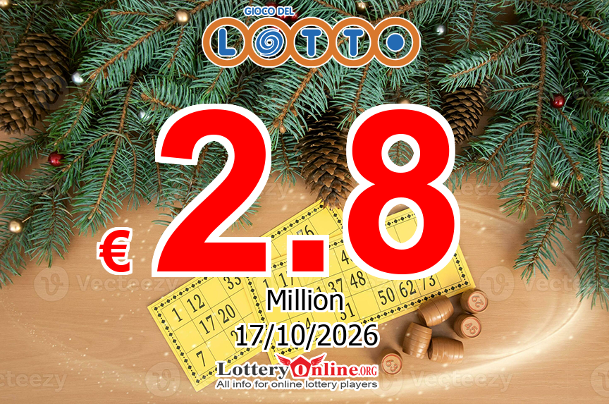 Lotto jackpot jumps to € 2.8 Million Euro on Oct. 16, 2026