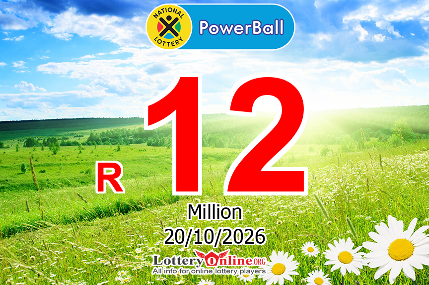 Jackpot PowerBall stands at R 12 Million ZAR for Tue, Oct 20, 2026