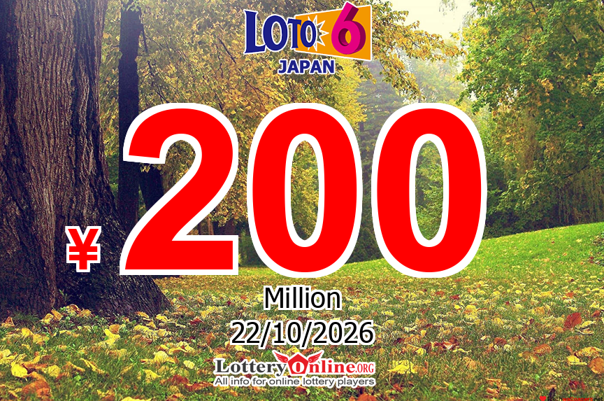Winning ticket sold for ¥ 600 Million JPY Loto 6 jackpot on Mon, Oct 19, 2026